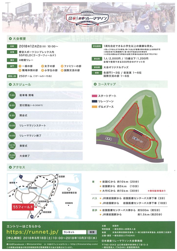 日米親善リレーマラソン ２０１８in岩国2nd ふれあいeタウンいわくに